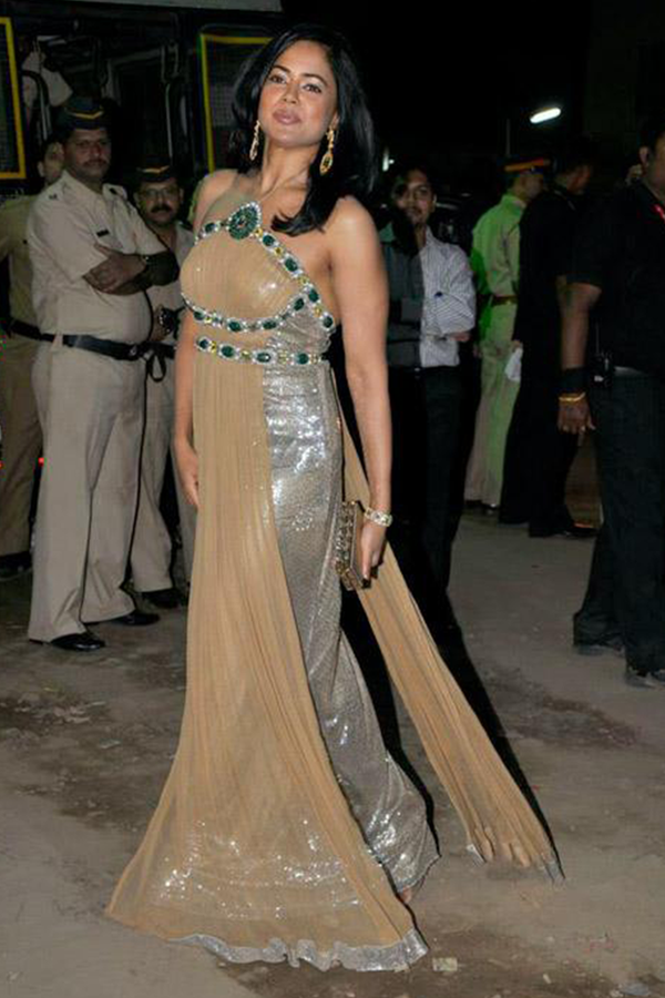 Sameera Reddy In Gold Gown