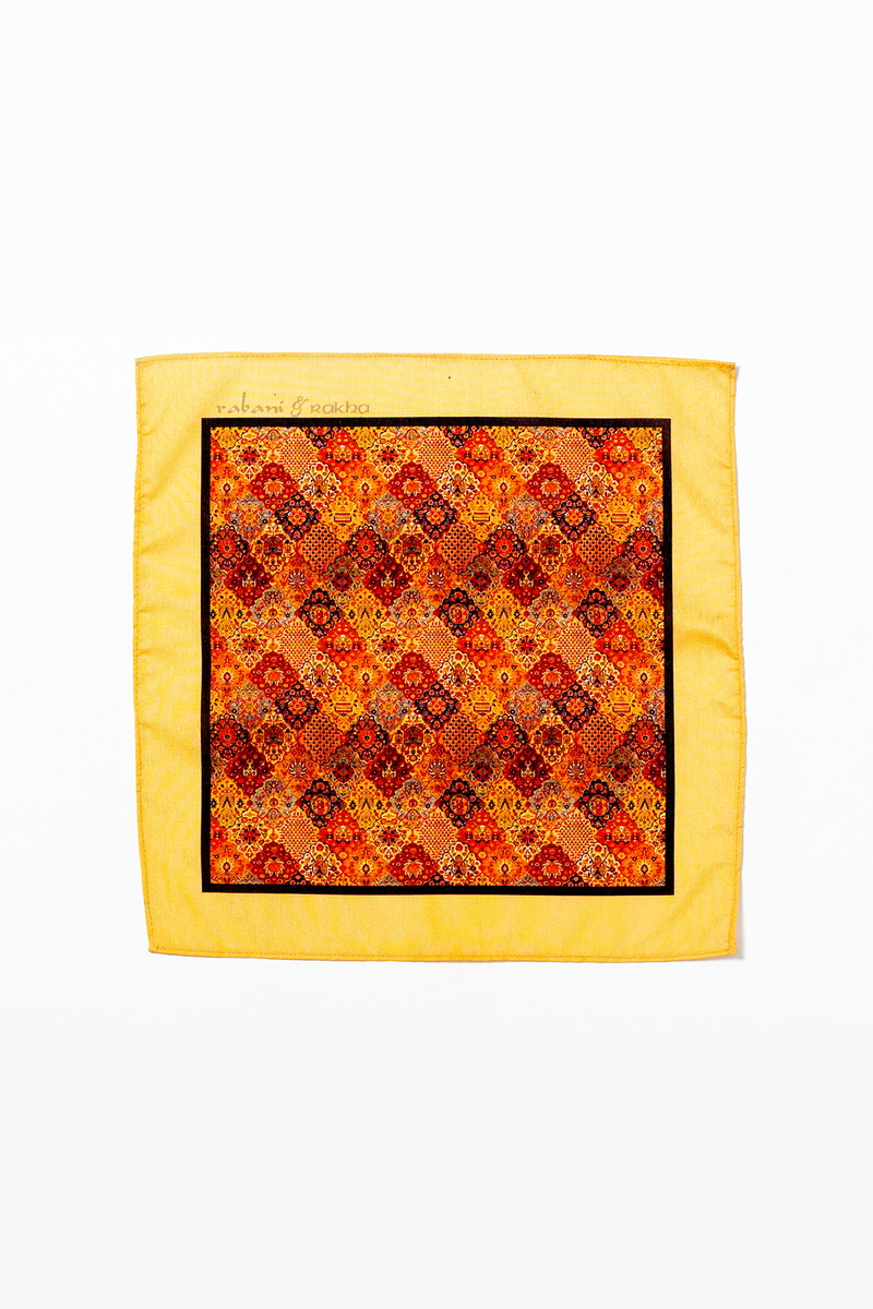 Saffron, Yellow, & Pink Printed Pocket Square Gift Box