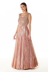 Pink Net Adah Embroidered Gown