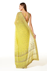 Yellow Zaynab Saree With Embroidered Blouse