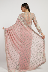 Pink Hand Embroidered Zaynab Saree Set