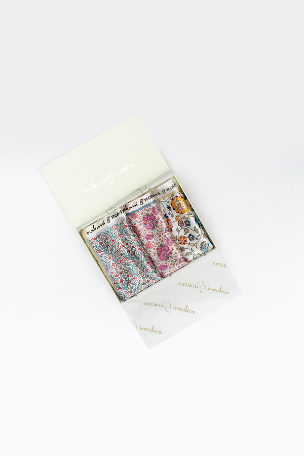 Grey, Pink, & Silver Printed Pocket Square Gift Box