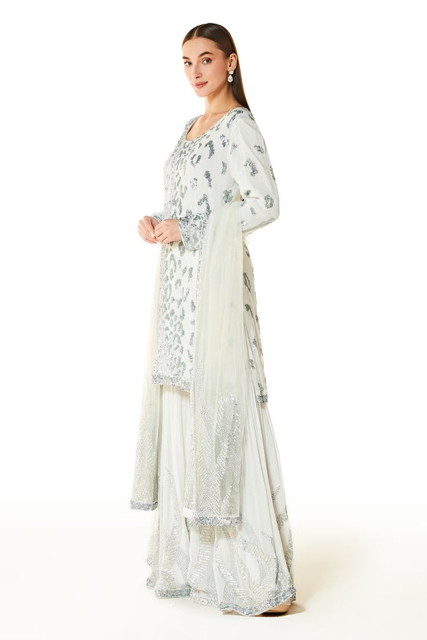 Off White Ayat Hand Embroidered Kurta Gharara Set