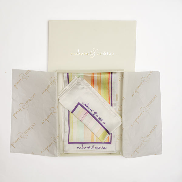 Multi-Colored Satin Printed Pocket Square & Neck Stole Gift Box
