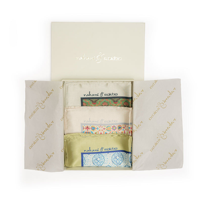 Satin Printed Pocket Square Gift Box (Set of 3)