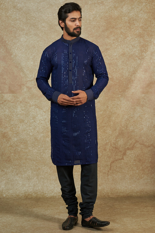 Blue Georgette Embroidered Kurta Set