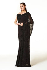 Black Georgette Zaynab Saree With Blouse
