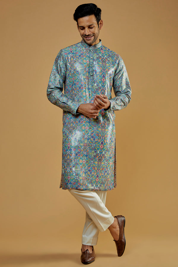 Multi-Colored Dupion Printed Sheeting  Kurta set