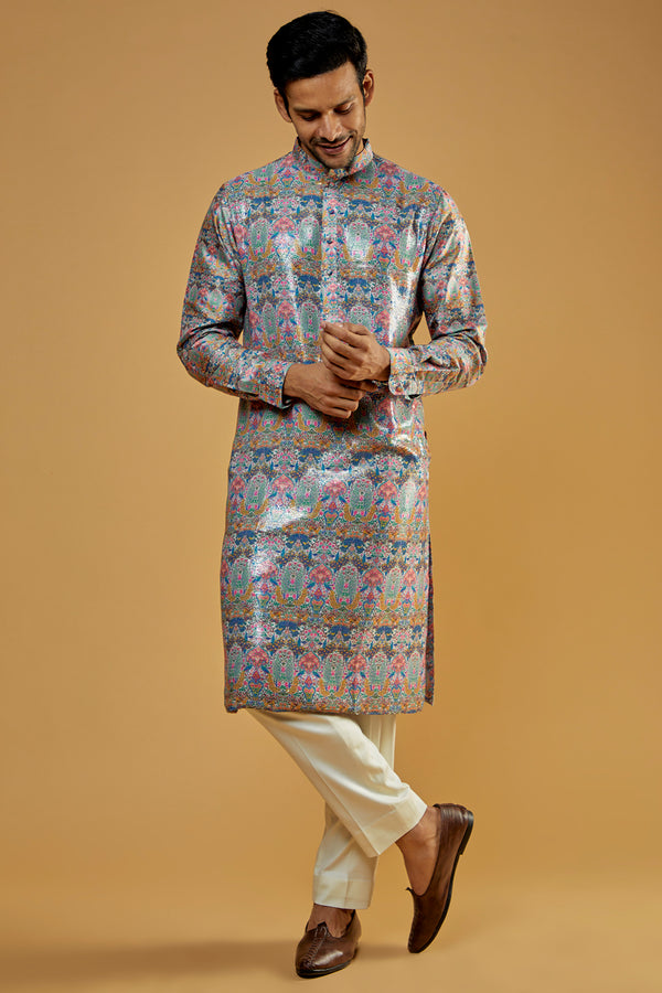 Aqua Crepe Printed Sheeting  Kurta Set