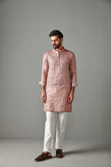 Pink Cotton Silk Kurta Set