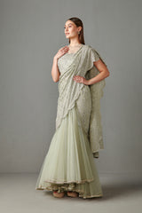 Sage Lehenga Saree Set