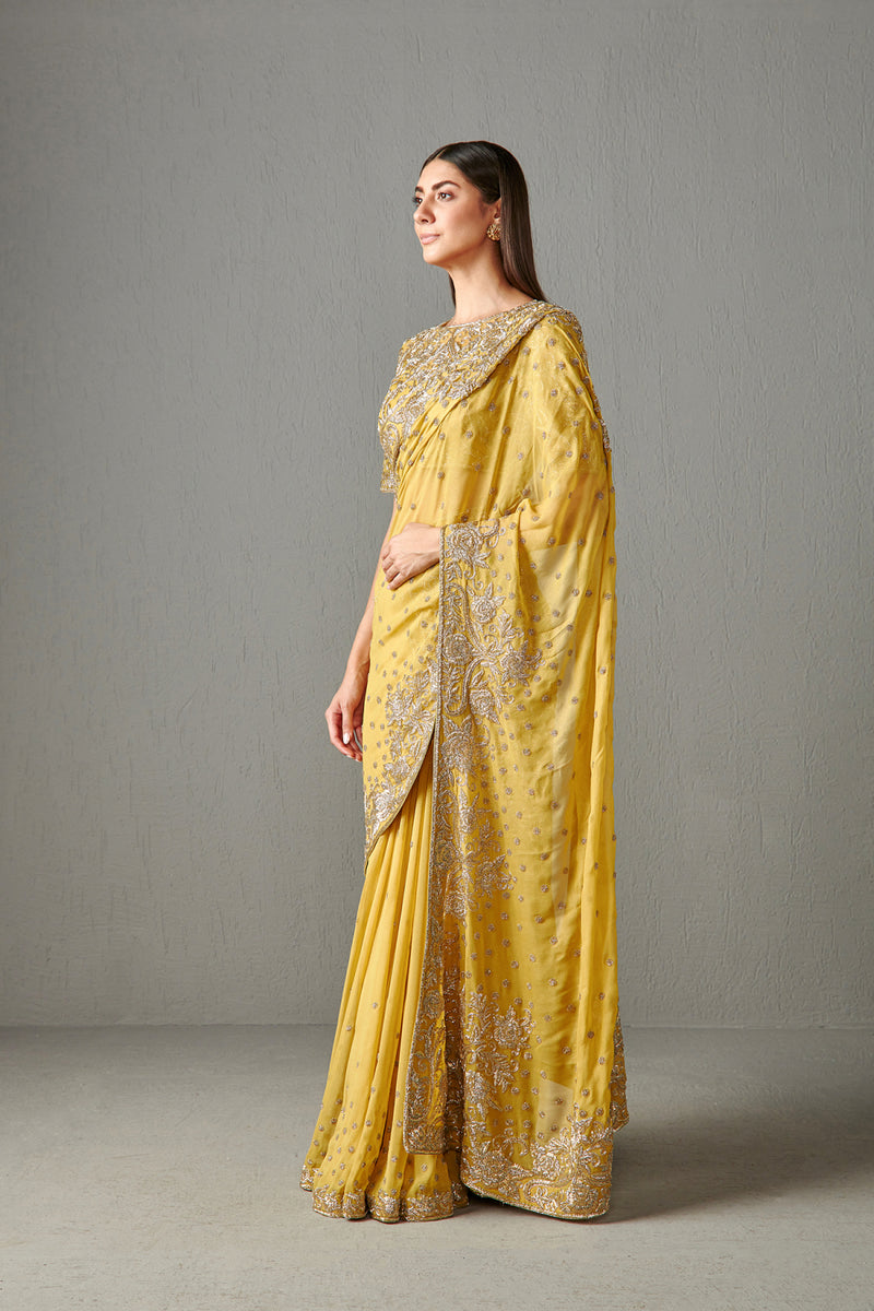 Haldi Yellow Embellished Saree Set