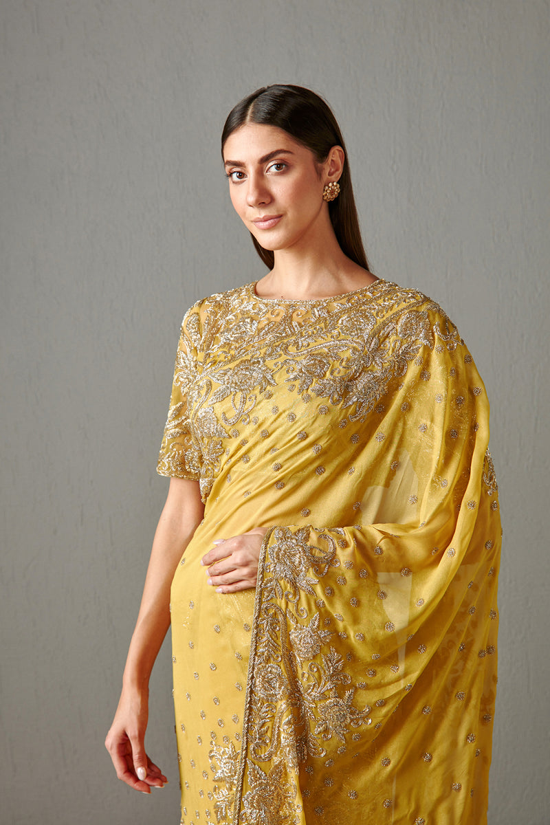 Haldi Yellow Embellished Saree Set