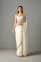 Ivory Embellished Saree Set